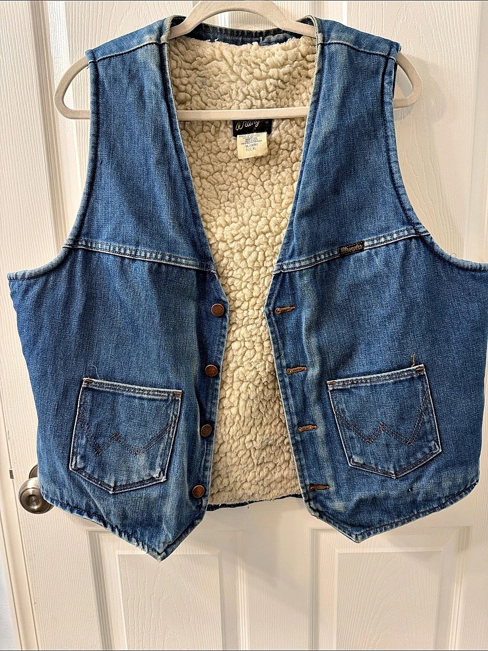 Wrangler Vintage 1970’s Sherpa Lined Denim Vest Blue XL